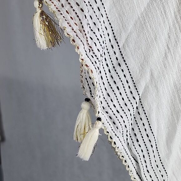 Swimsuit Cover~up with Metallic Thread Detail & Drawstring - Picture 10 of 16